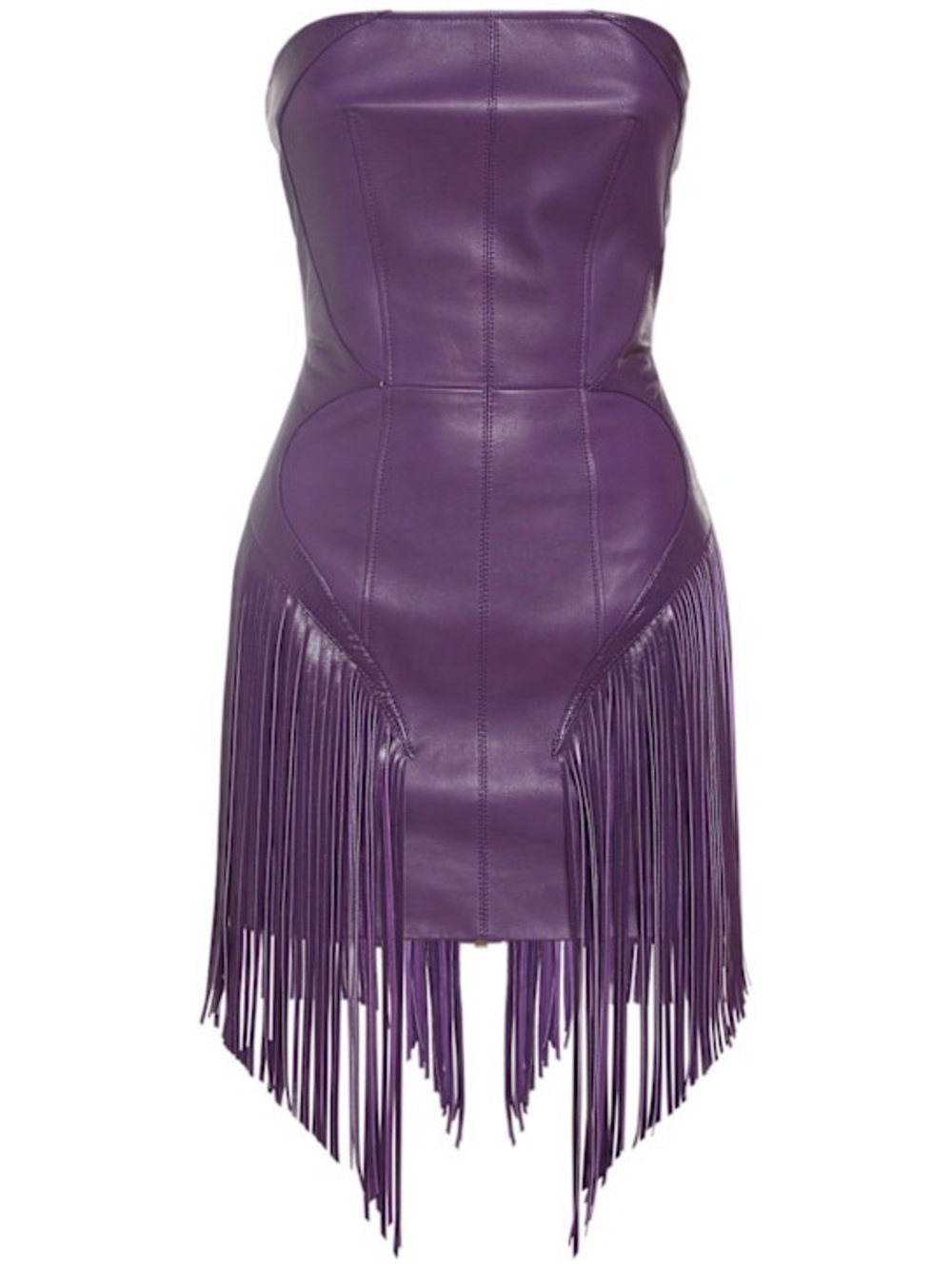 Versace Leather fringed mini dress